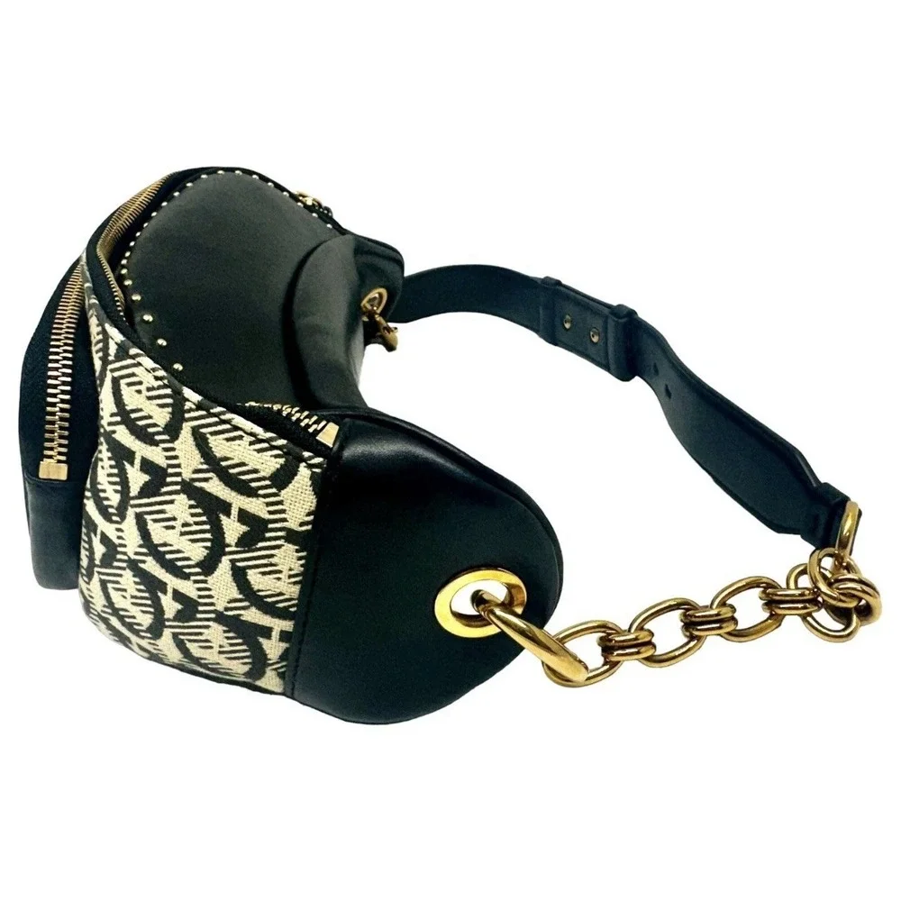 Salvatore Ferragamo Leather & Jacquard Belt Bag, Fanny, Luxury, Authentic $1500!